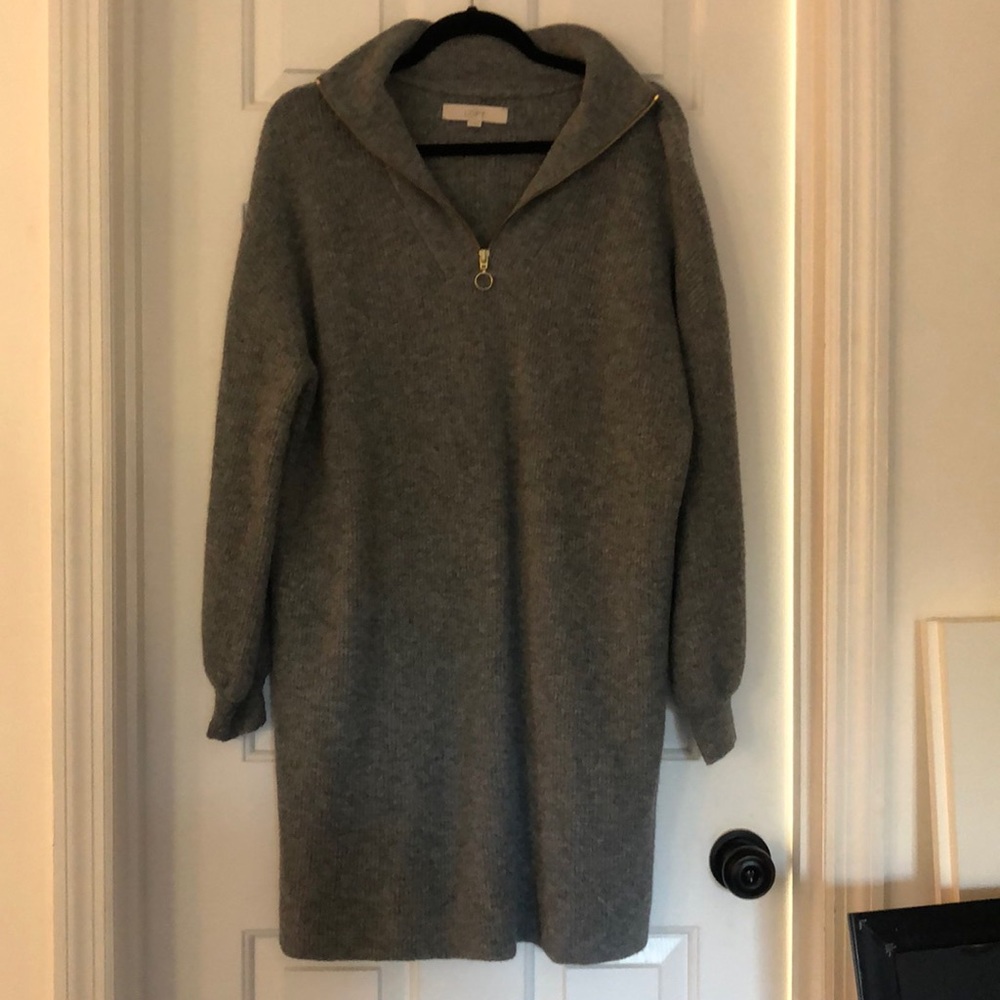 Loft medium collar quarter zip sweater dress